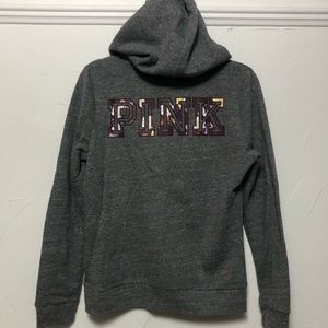 Victoria’s Secret PINK grey zip up fleece hoodie